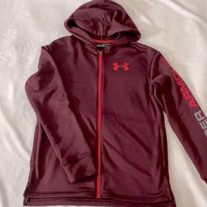 Zip up Under Armour hoodie.